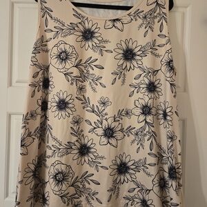 SHEIN Cream and Black Floral Tank Top